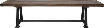 Ławka drewniana nogi czarne stalowe 180x40 cm – obraz-1