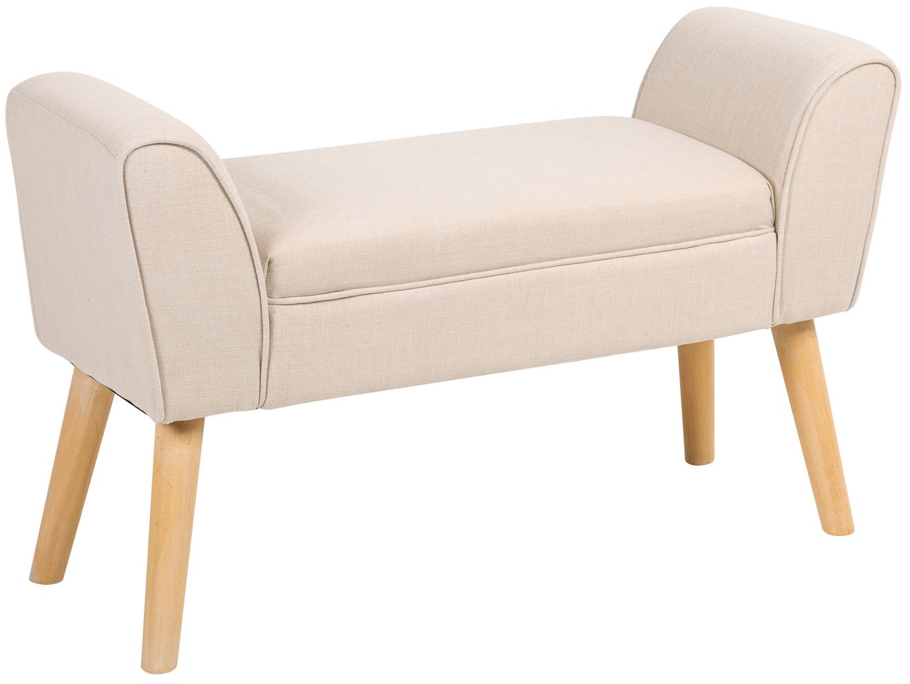 Beżowa ławka z podłokietnikami naturalne drewniane stylowe meble – grafika-1.