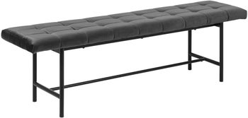 Ławka pikowana ciemnoszara nogi czarne 160x47 cm – obraz-1