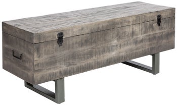 Skrzynia drewniana szara z metalowymi nogami doskonała do nowoczesnych wnętrz – grafika-1.