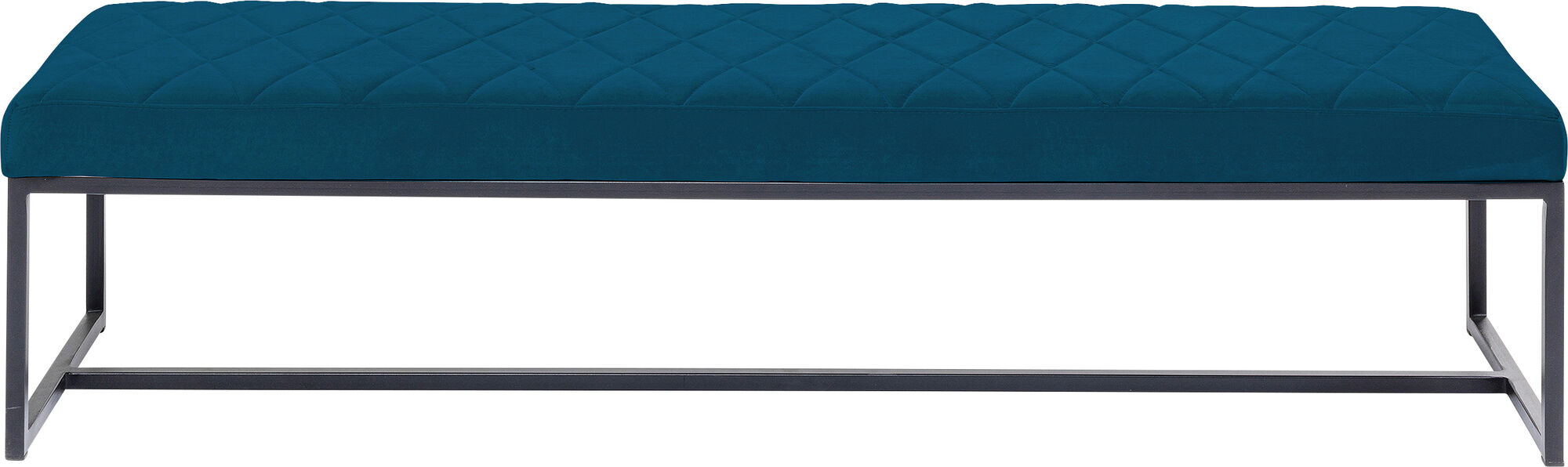 Ławka metalowa tkanina niebieska nogi czarne 150x40 cm – obraz-1