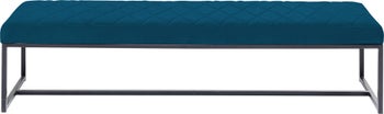 Ławka metalowa tkanina niebieska nogi czarne 150x40 cm – obraz-1