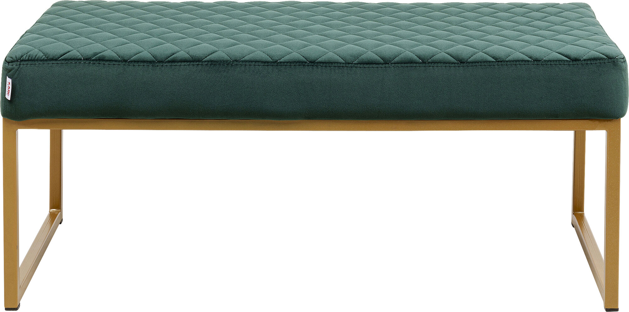 Ławka metalowa tkanina zielona nogi złote 90x40 cm – obraz-1