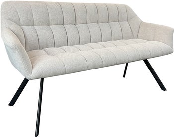 Elegancka ławka tapicerowana do jadalni w szampańskim beżu z czarnymi nogami – grafika-1.