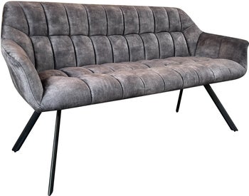 Szara ławka tapicerowana do jadalni z czarnymi nogami – grafika-1.