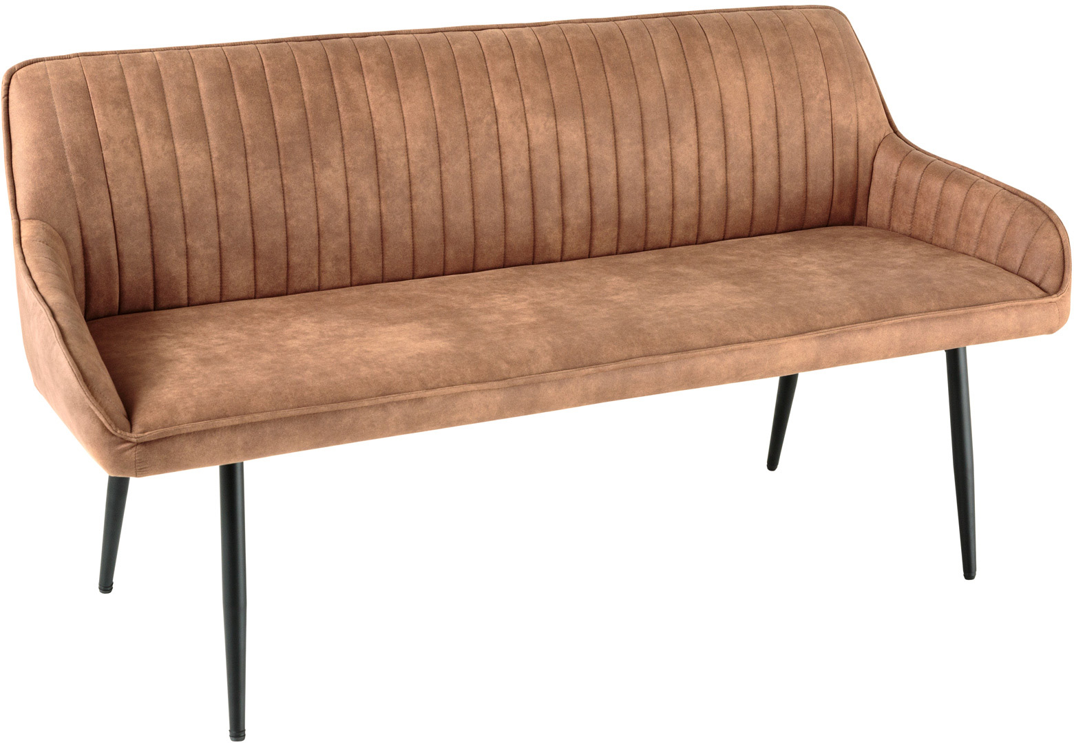 Aksamitna brązowa ławka do przedpokoju z metalowymi nogami – grafika-1.
