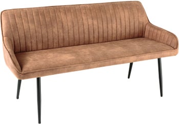 Aksamitna brązowa ławka tapicerowana do przedpokoju z metalowymi nogami – grafika-1.