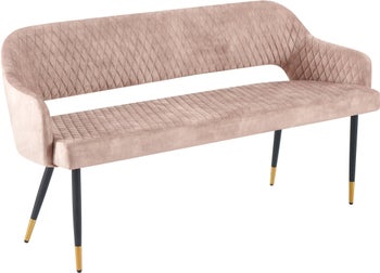 Elegancka ławka aksamitna do przedpokoju z przeszyciami szampańskimi – grafika-1.