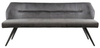 Ławka tapicerowana z oparciem szara nogi czarne 188x84 cm – obraz-1