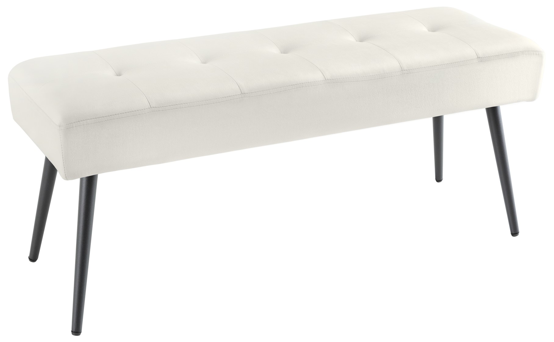 Stylowa beżowa ławka z aksamitnym siedziskiem i metalowymi nogami – grafika-1.