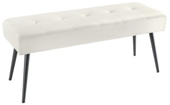 Stylowa ławka beżowy aksamit z czarnymi metalowymi nogami – grafika-1.