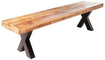 Ławka drewniana mango z metalowymi nogami w naturalnym kolorze – grafika-1.