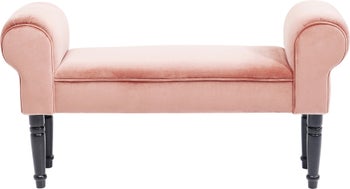 Ławka drewniana różowa nogi czarne 100x30 cm – obraz-1