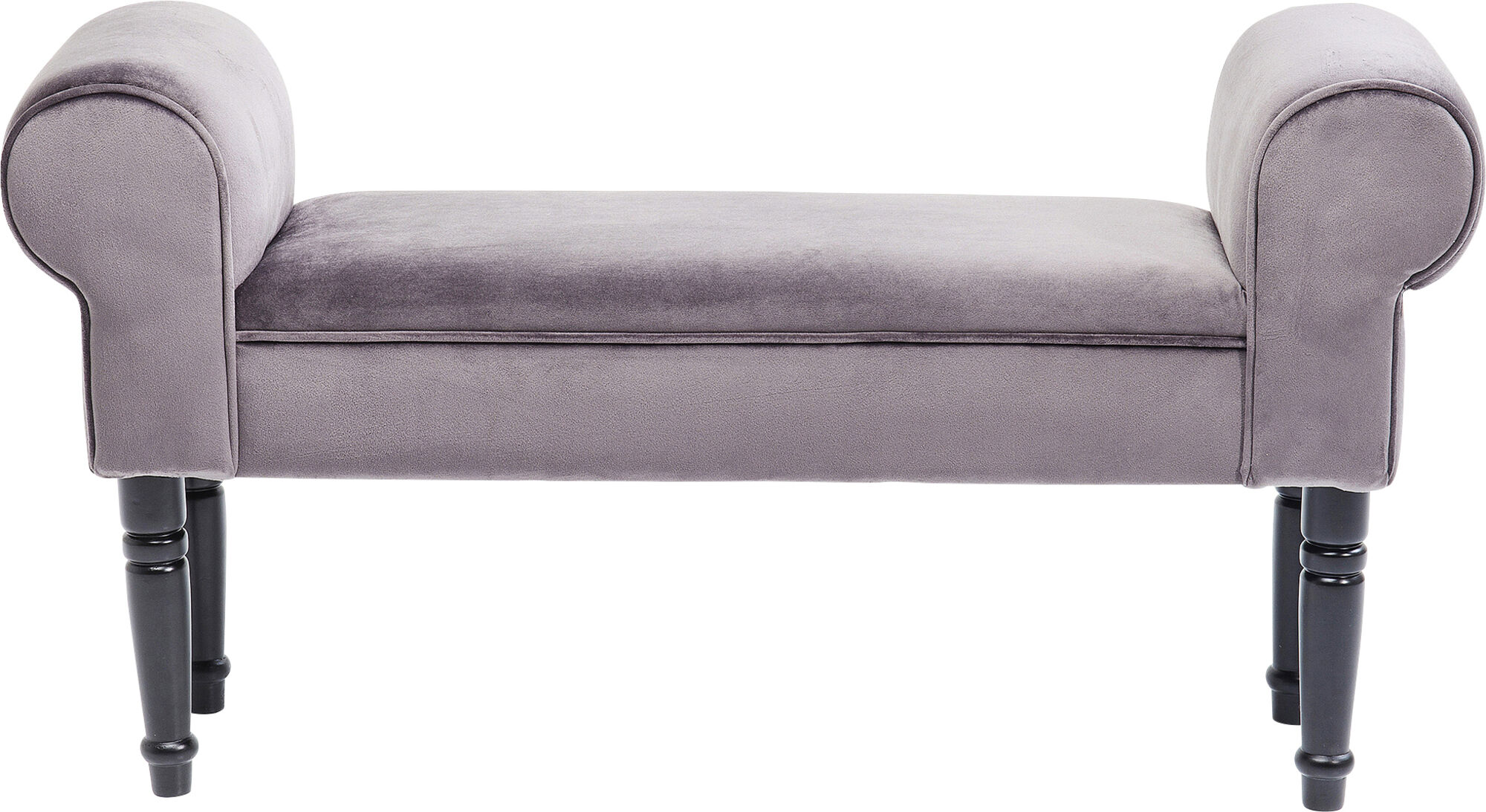 Ławka drewniana tkanina szara nogi czarne 100x30 cm – obraz-1