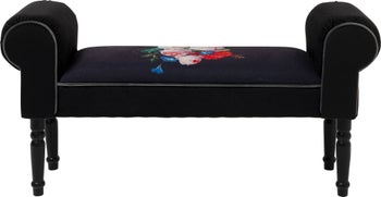 Ławka welurowa z podłokietnikami 100x54 cm czarna – obraz-1