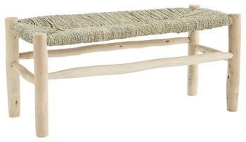 Ławka drewniana siedzisko liść palmy 100x40 cm – obraz-1