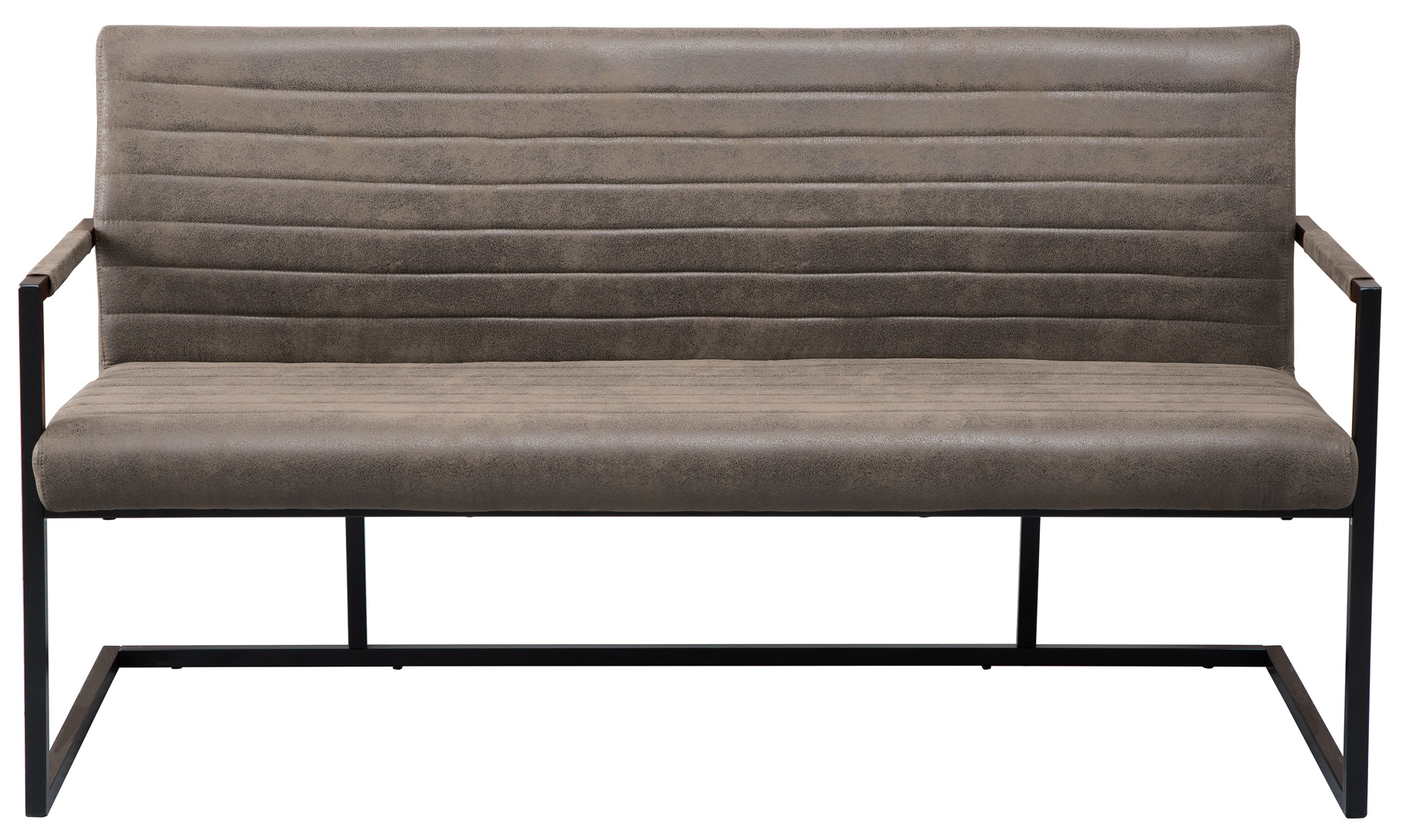 Ławka z oparciem taupe metalowe nogi nowoczesny styl – grafika-1.