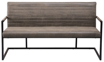 Ławka z oparciem taupe metalowe nogi nowoczesny styl – grafika-1.