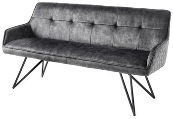 Pikowana ławka z oparciem w kolorze ciemnoszarym z metalowymi nogami – grafika-1.