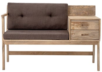 Ławka z szufladami drewniana brązowa 120x79 cm – obraz-1