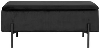 Ławka ze schowkiem metalowa czarna nogi czarne 95x37 cm – grafika-1.