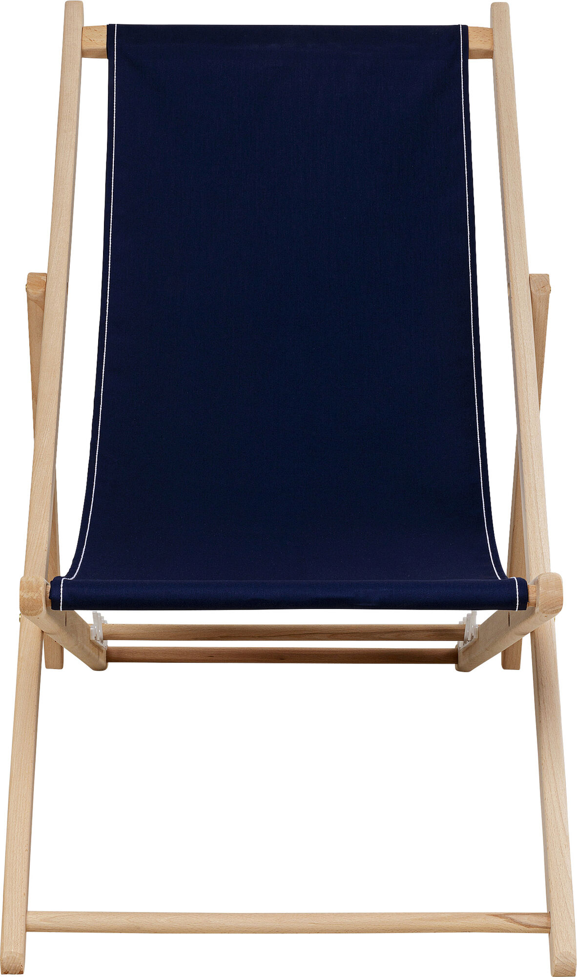 Leżak plażowy składany z drewna bukowego i bawełny niebieski 96x56 cm – obraz-1