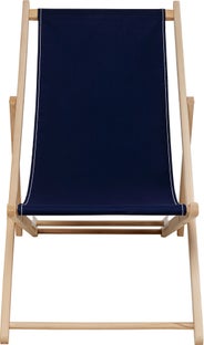 Leżak plażowy składany z drewna bukowego i bawełny niebieski 96x56 cm – obraz-1