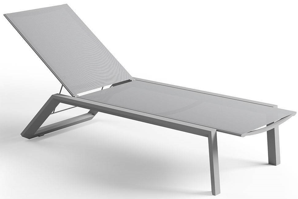 Leżak ogrodowy regulowany jasnoszary 194x67 cm – obraz-1