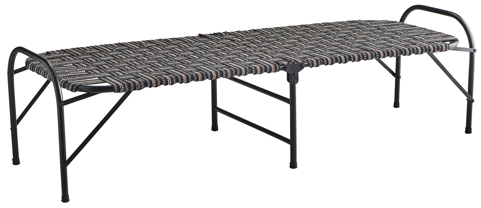 Leżanka składana czarna we wzory 180x70 cm – obraz-1