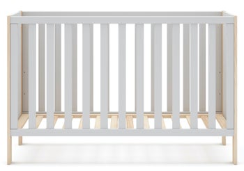 Łóżeczko dziecięce w stylu skandynawskim 60x120 cm białe sosna woskowane – obraz-1