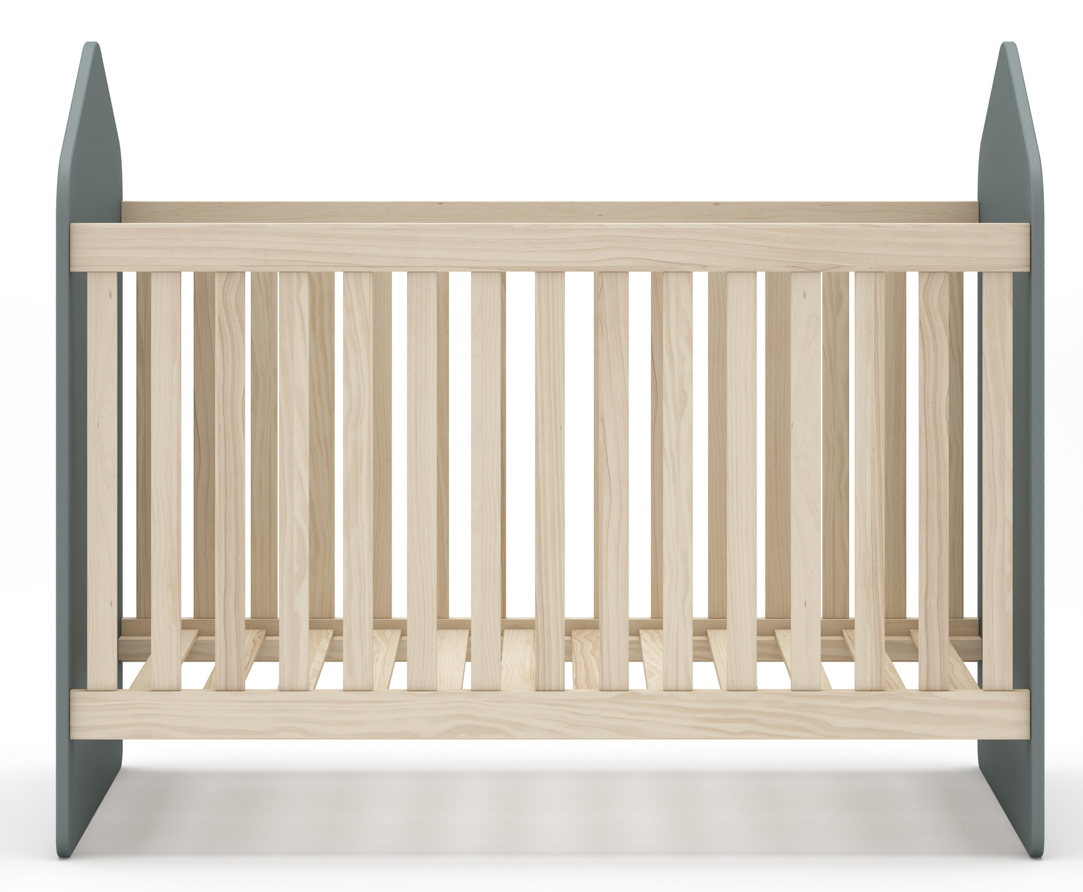 Łóżeczko dziecięce w stylu skandynawskim 60x120 cm zielono-drewniane sosna – obraz-1