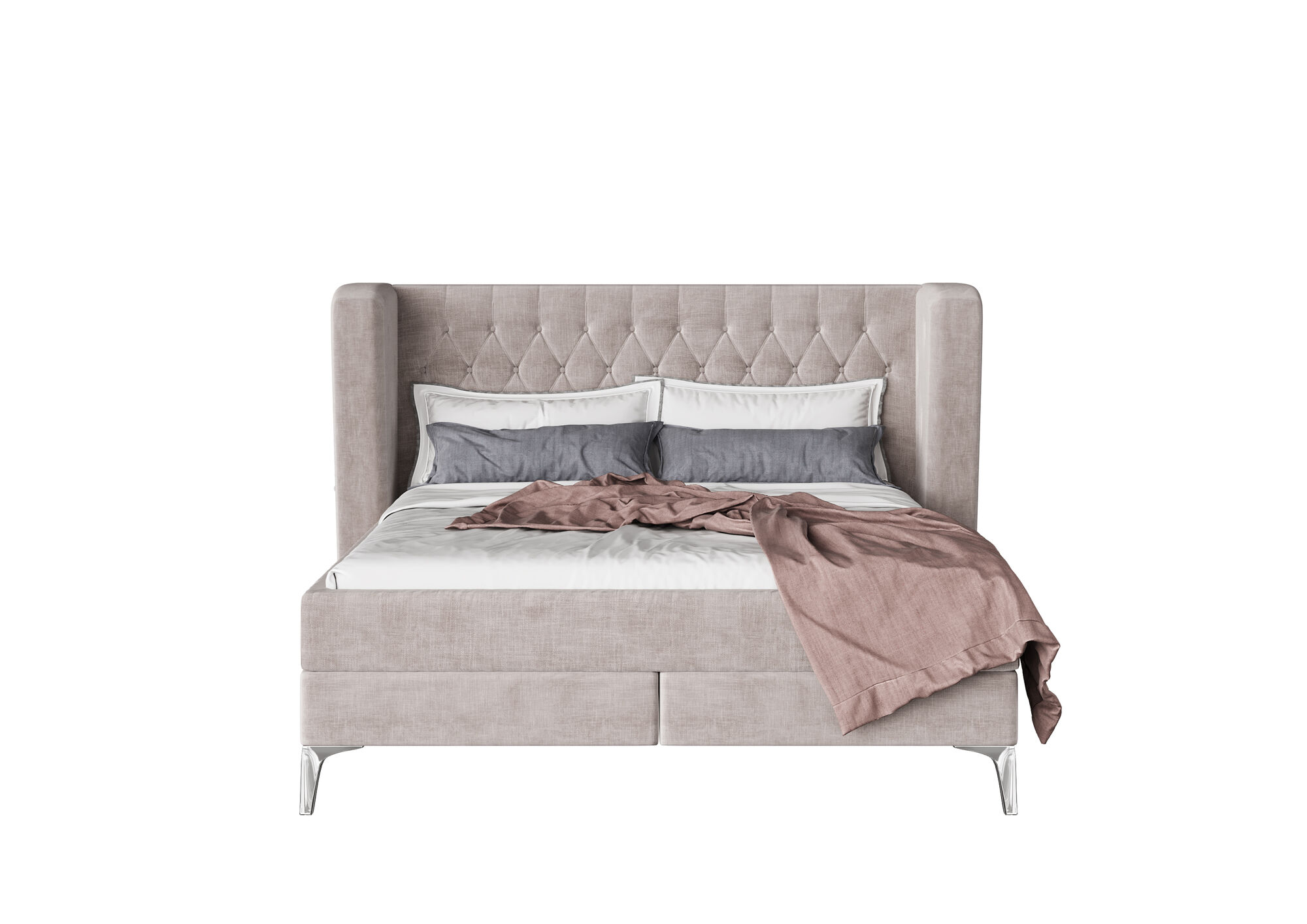 Letto boxspring Benito Moon crema 180x200cm – immagine-1.