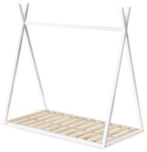 Łóżko dla dzieci tipi drewno bukowe białe stelaż sklejka 70x140 cm – obraz-1