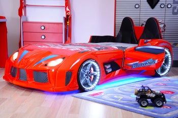 Łóżko dziecięce Mnv3 90x190 cm czerwone – obraz-1