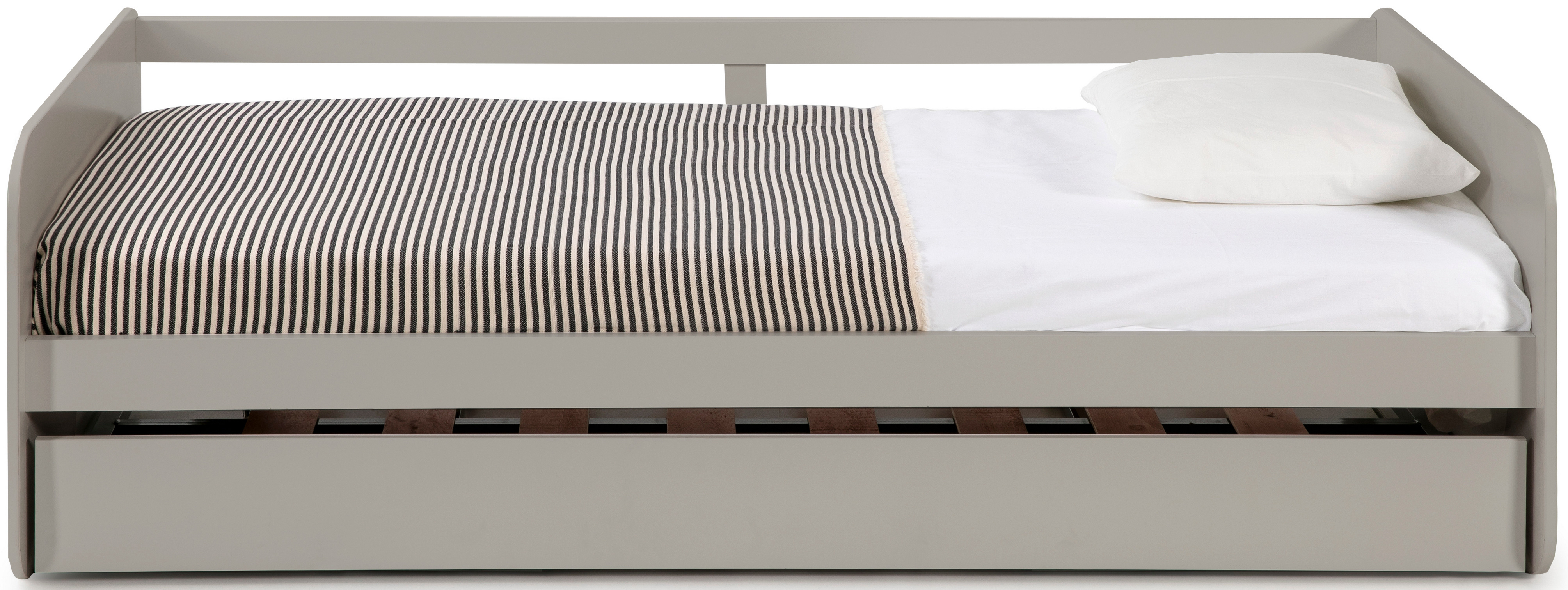 Łóżko dziecięce wysuwane szare 90x190 cm MDF – obraz-1