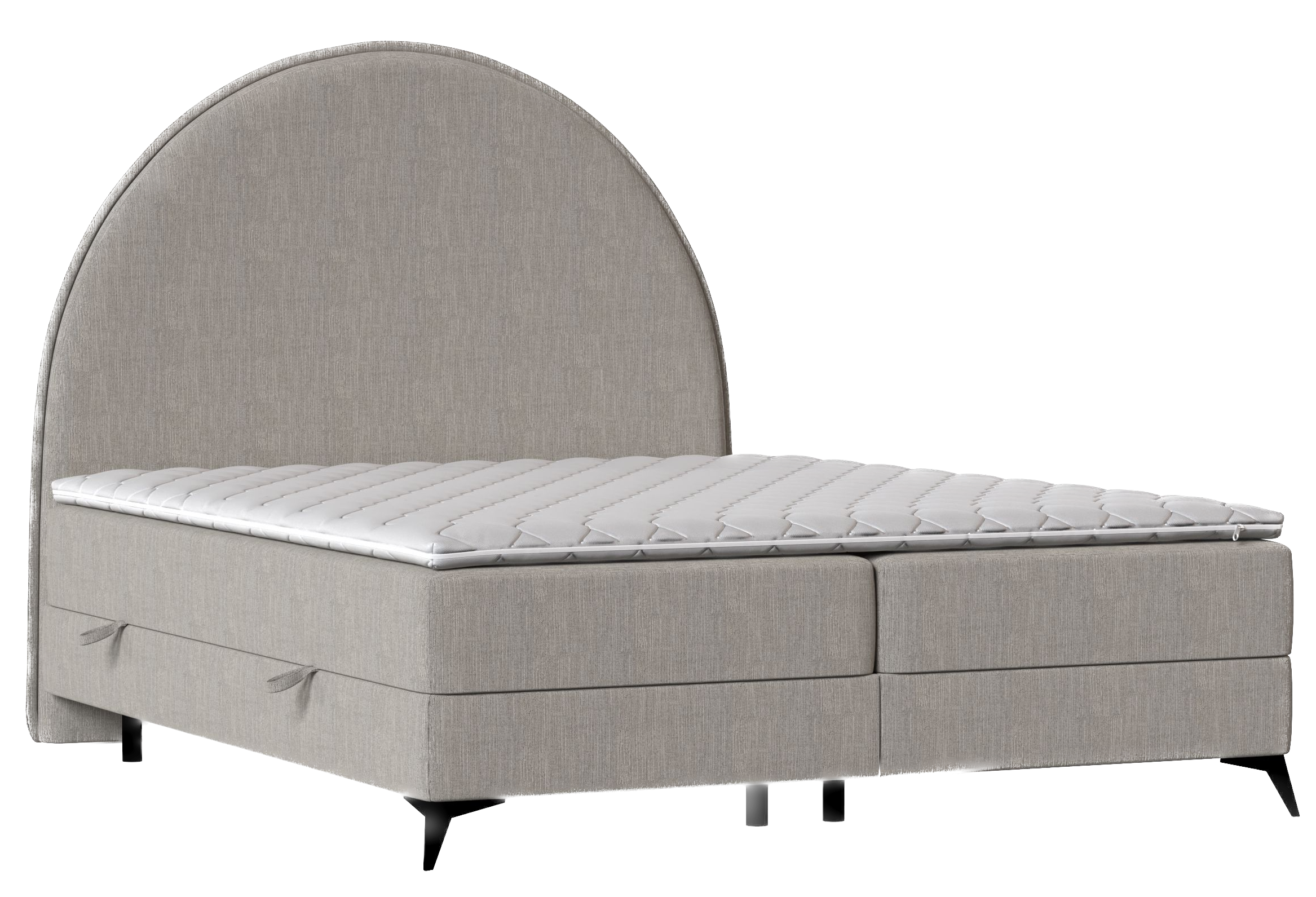 Łóżko kontynentalne ze schowkiem 160x200 cm tkanina kolor fango – obraz-1