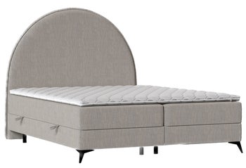 Łóżko kontynentalne ze schowkiem 160x200 cm tkanina kolor fango – obraz-1