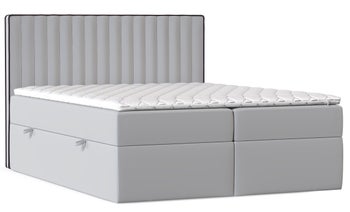 Łóżko kontynentalne ze schowkiem szare 160x200 cm tkanina welwetowa – obraz-1