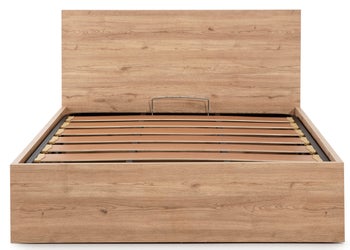 Łóżko z pojemnikiem w stylu skandynawskim 160x200 cm naturalne – obraz-1