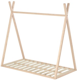 Łóżko dla dzieci tipi drewno bukowe naturalne stelaż sklejka 70x140 cm – obraz-1