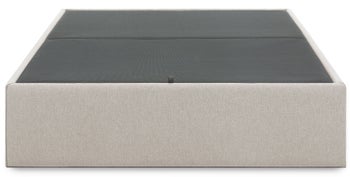 Łóżko z pojemnikiem metalowe beżowe 200x160 cm – obraz-1