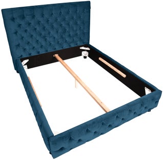 Łóżko z zagłówkiem pikowane ciemnoniebieskie do nowoczesnych wnętrz – grafika-1.