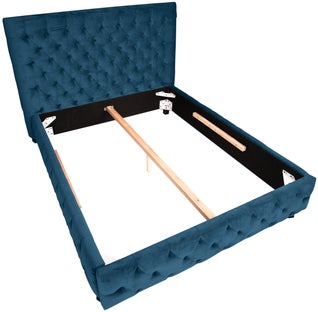 Łóżko z zagłówkiem pikowane ciemnoniebieskie 200x180 cm w stylu nowoczesnym – grafika-1.