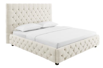 Łóżko PARIS CHESTERFIELD 180×200 cm tkanina lniana beżowa – grafika-1.