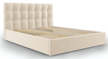 Łóżko Phaedra 160x200 cm beżowe welurowe – obraz-1