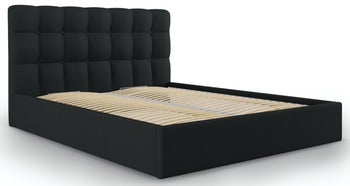 Łóżko czarne wezgłowie pikowane 200x180 cm – obraz-1