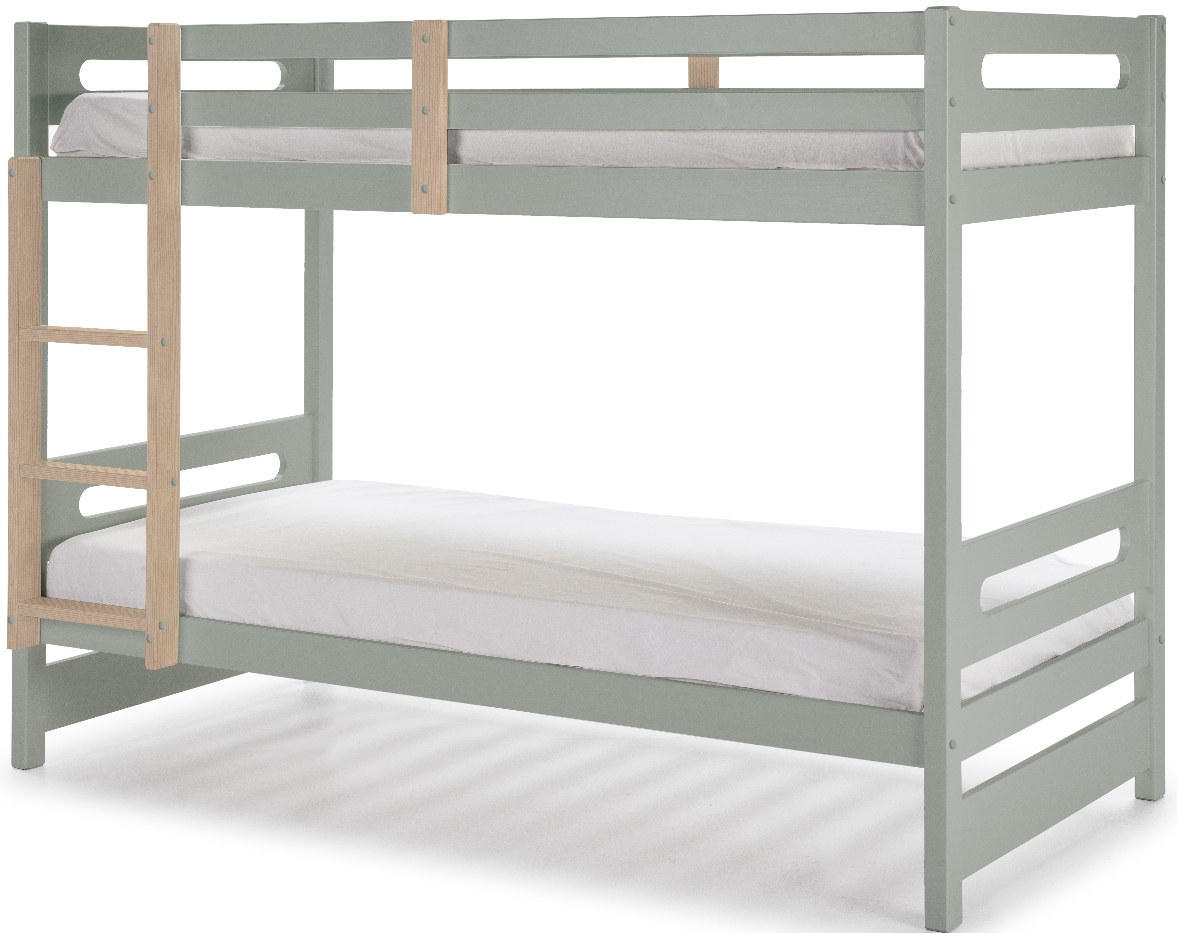 Łóżko piętrowe dziecięce zielone drewniane 90x200 cm sosna MDF w stylu skandynawskim – obraz-1