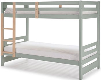 Łóżko piętrowe dziecięce zielone drewniane 90x200 cm sosna MDF w stylu skandynawskim – obraz-1