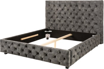 Aksamitne szare łóżko podwójne 160x200 cm w nowoczesnym stylu – grafika-1.