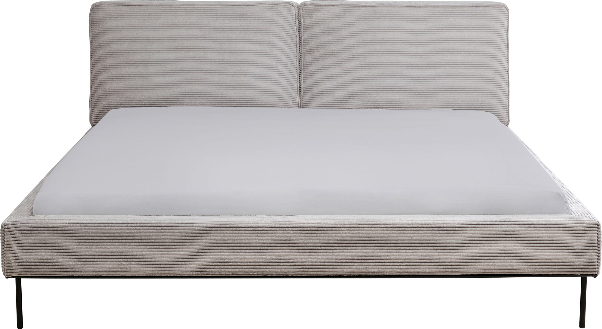 Łóżko podwójne z zagłówkiem szare nogi czarne 160x200 cm – grafika-1.